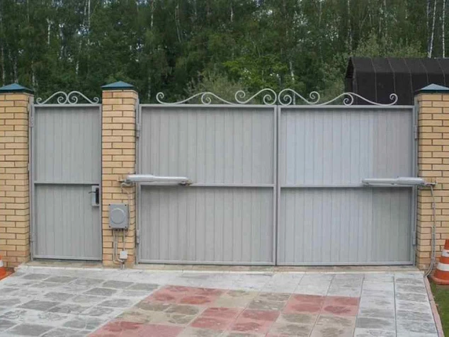 Откатные ворота для дачи серые автоматические
