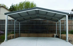 Навес автомобильный двускатный с крышей из профиля